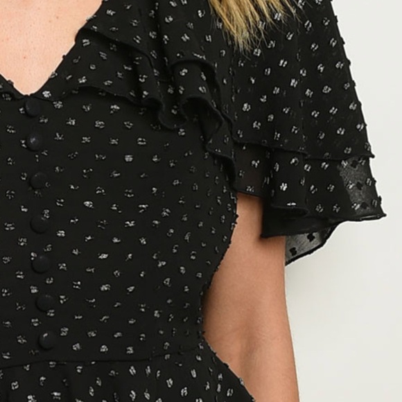 💕 Black V Neck Multi-layered Top - Picture 3 of 4